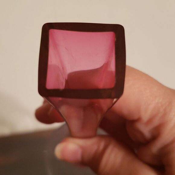 Vintage Beautiful Val St Lambert Cranberry Glass Flower Bud Vase Clear Base - Picture 9 of 9